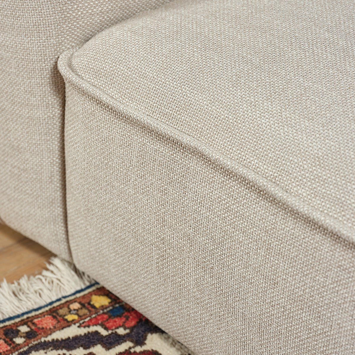 Canapé droit 3 places en tissu texturé HECTOR beige chiné, BERAH GETAH