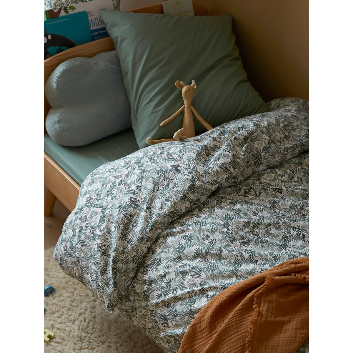Parure housse de couette + taie d'oreiller TROPICAL vert, VERTBAUDET