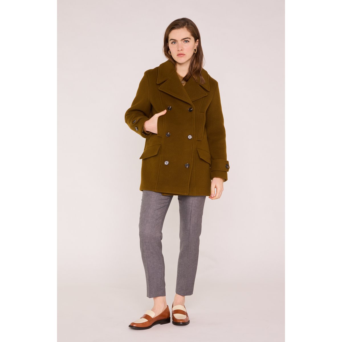 Caban en laine DJANIS sauge, Maison 123