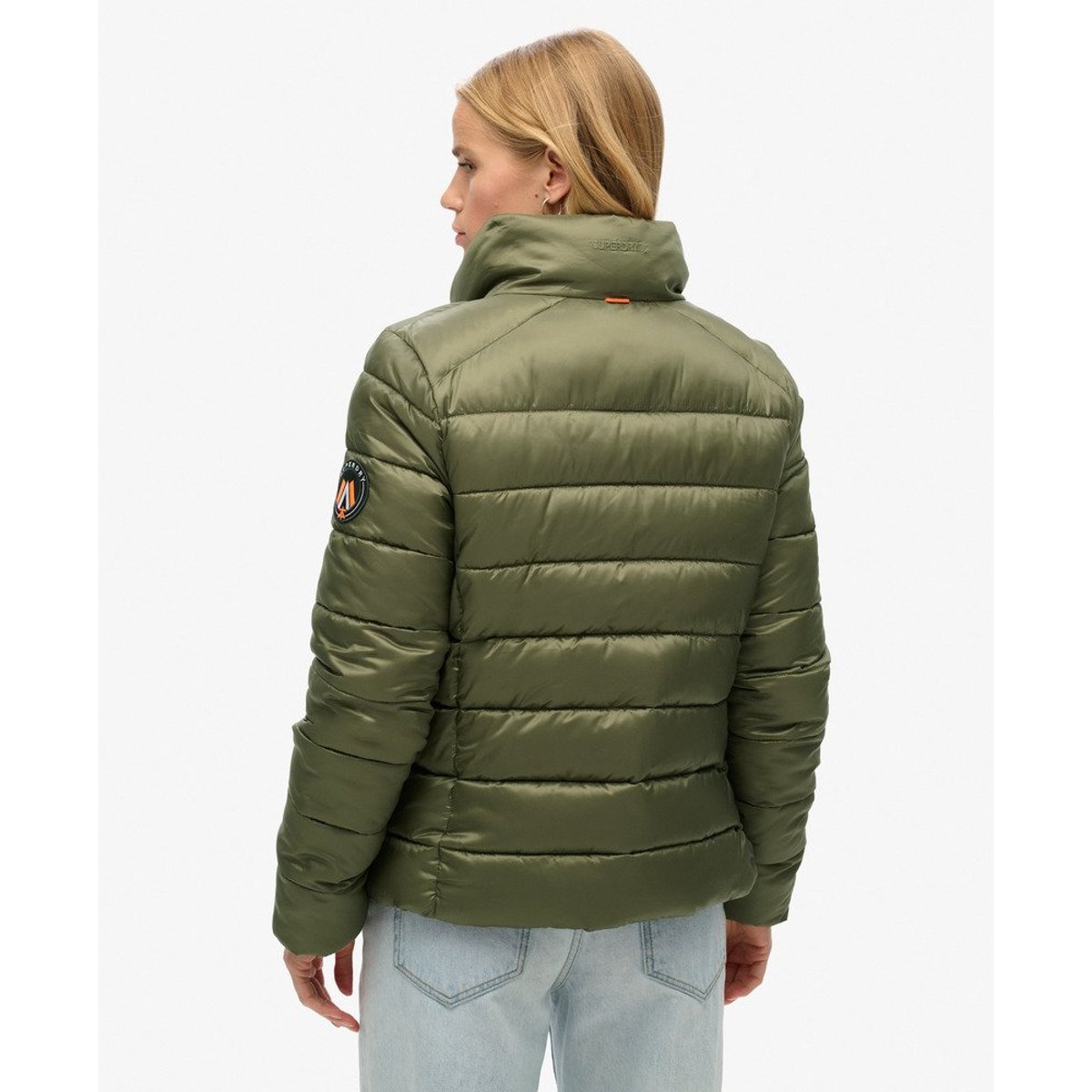Veste rembourrée matelassée Fuji vert olive poudré, SUPERDRY