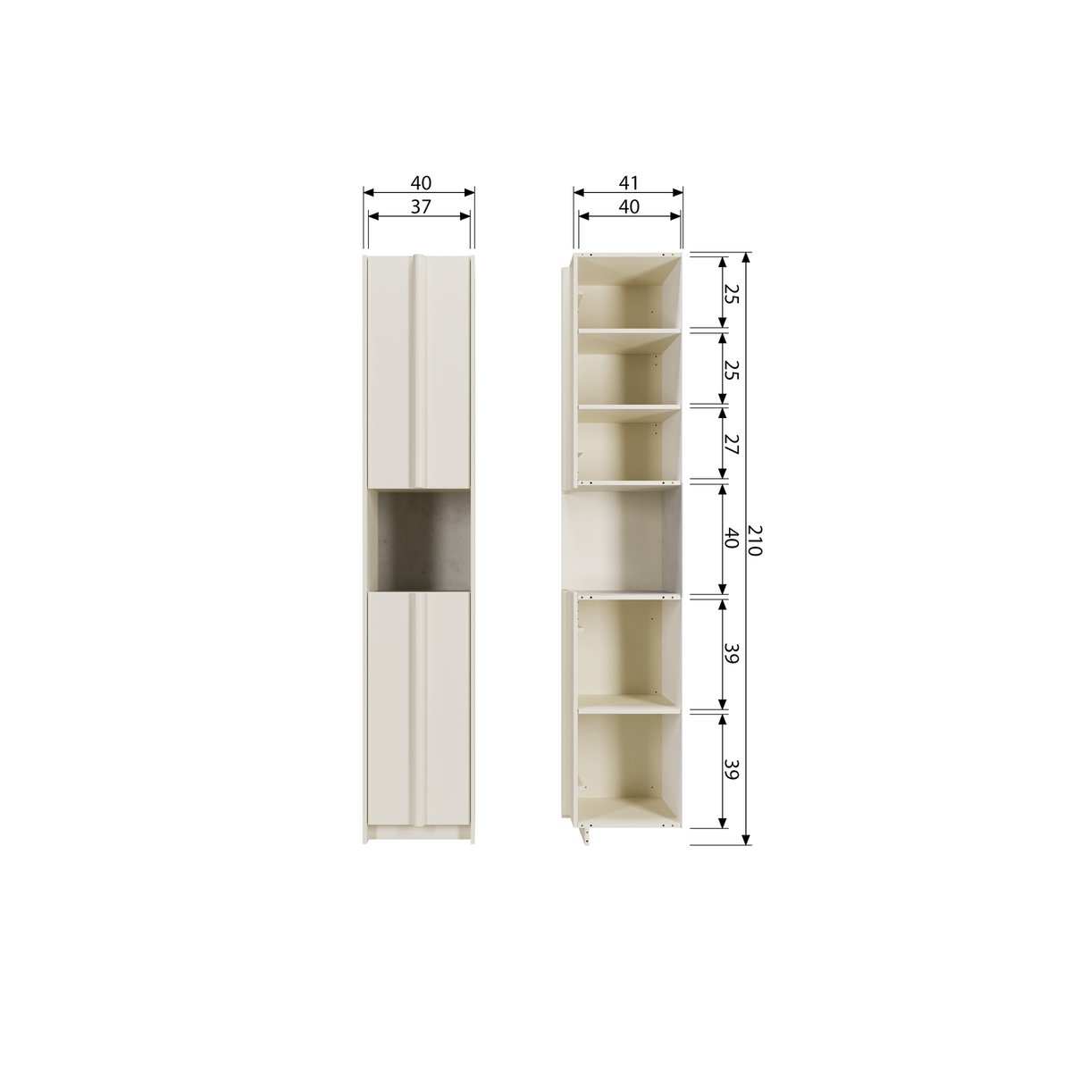 Armoire 1 porte en pin BASU brume, WOOOD