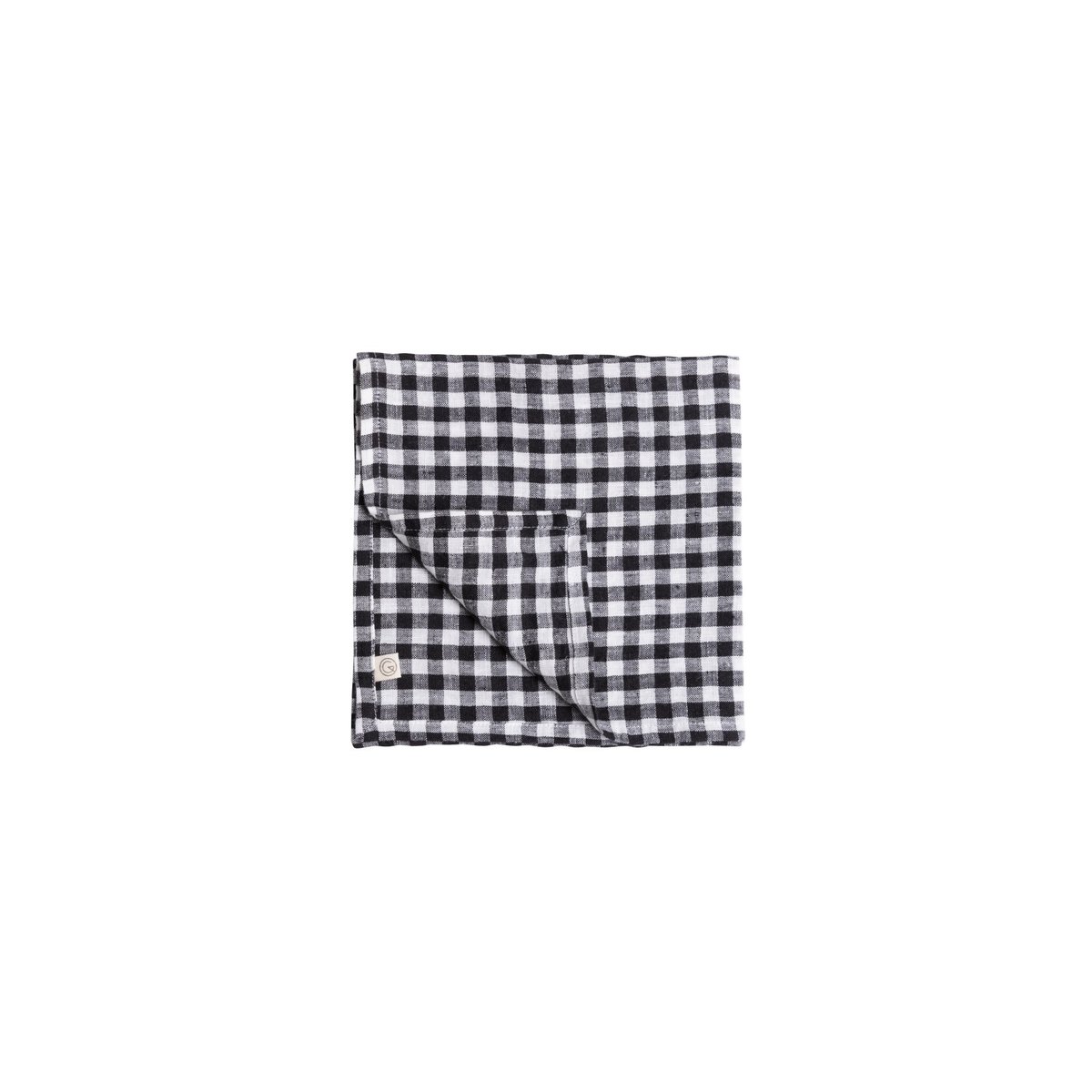 Serviette de table en lin lavé, VICHY noir vichy black, GABRIELLE PARIS