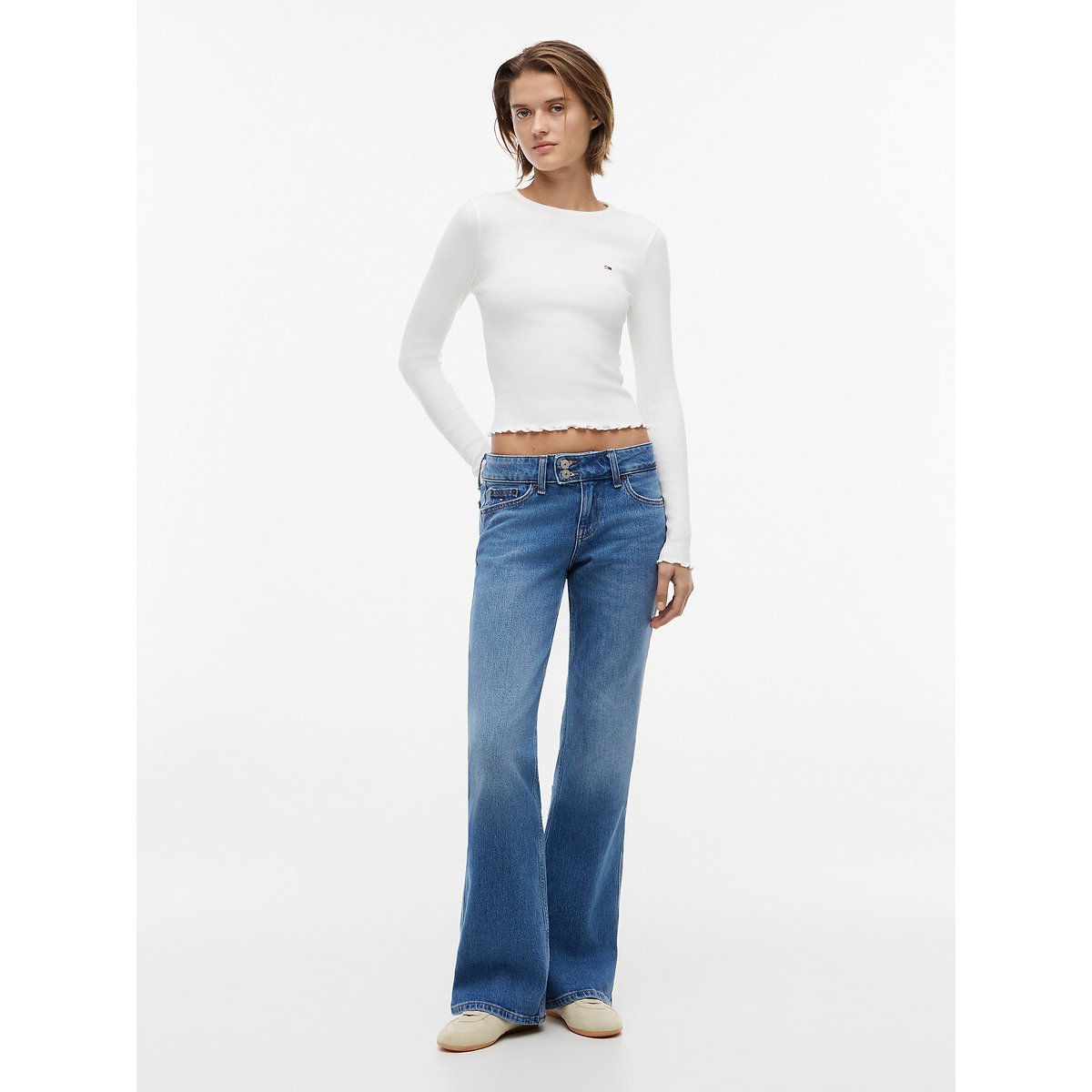 Long Sleeve T-Shirt ecru , TOMMY JEANS