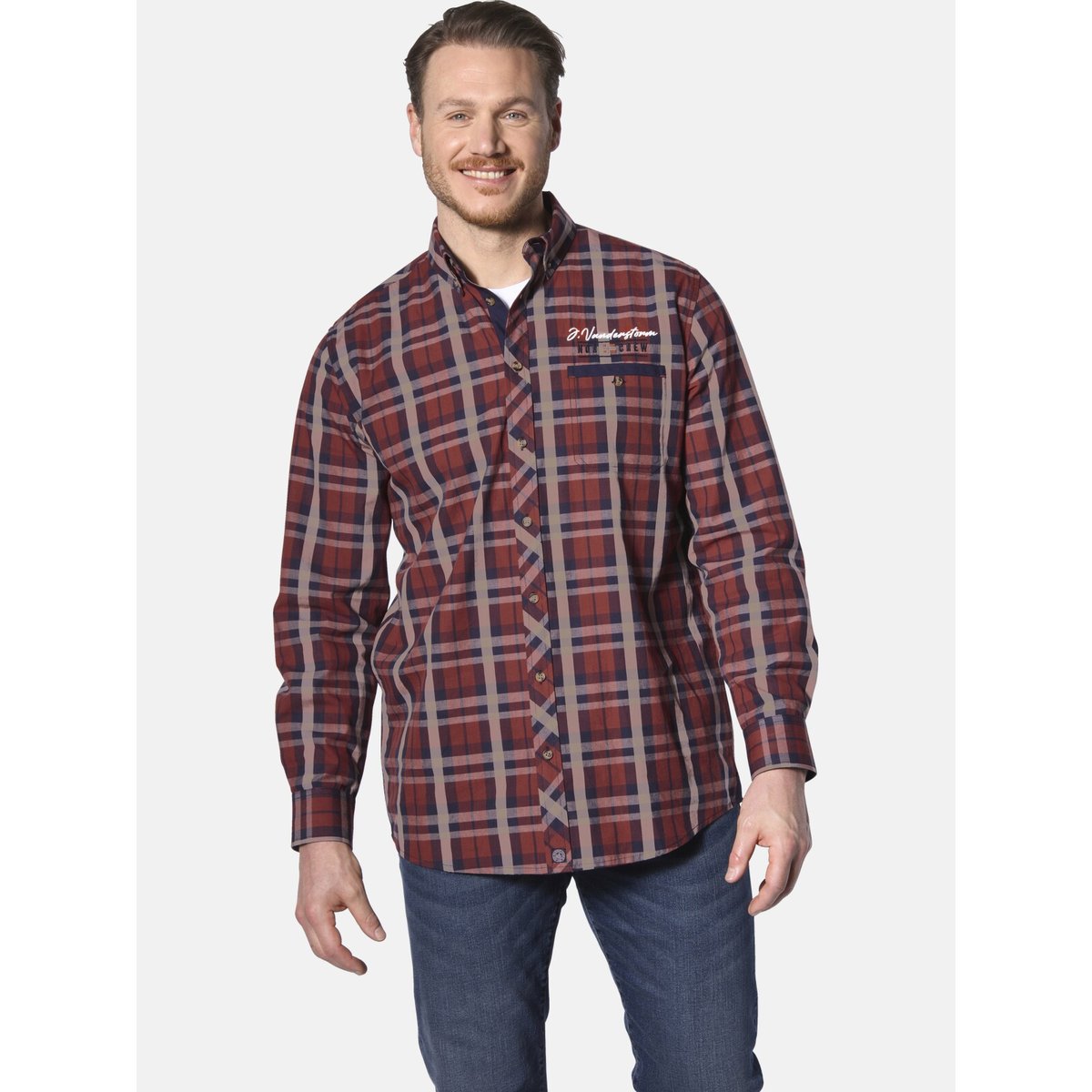 Chemise NANTWIN rouge foncé à carreaux, JAN VANDERSTORM