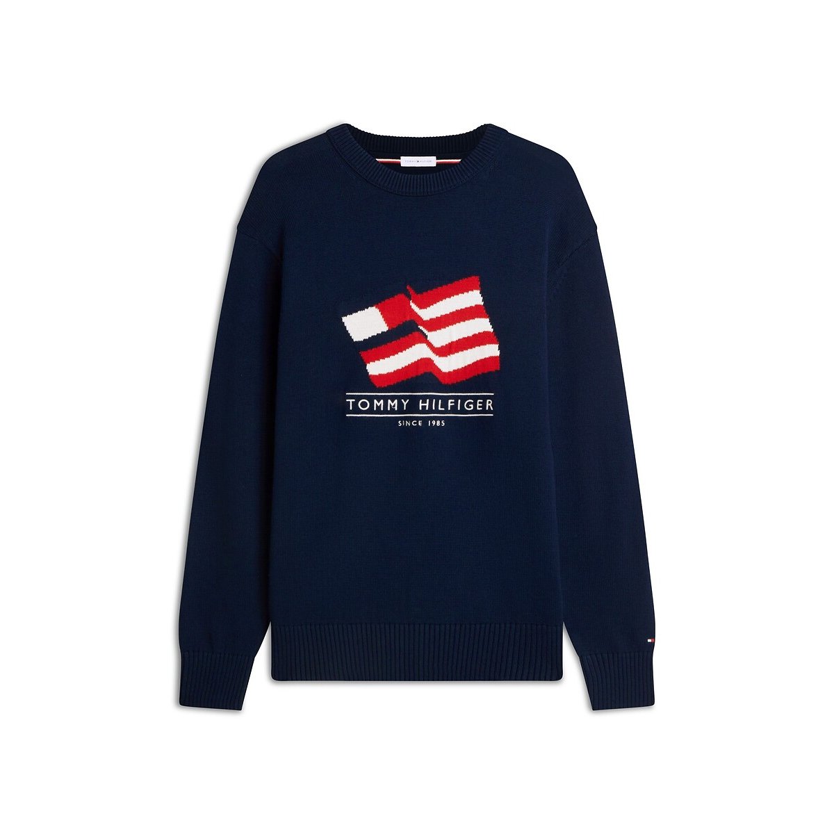 Camisola de gola redonda, em malha grossa marinho, TOMMY HILFIGER