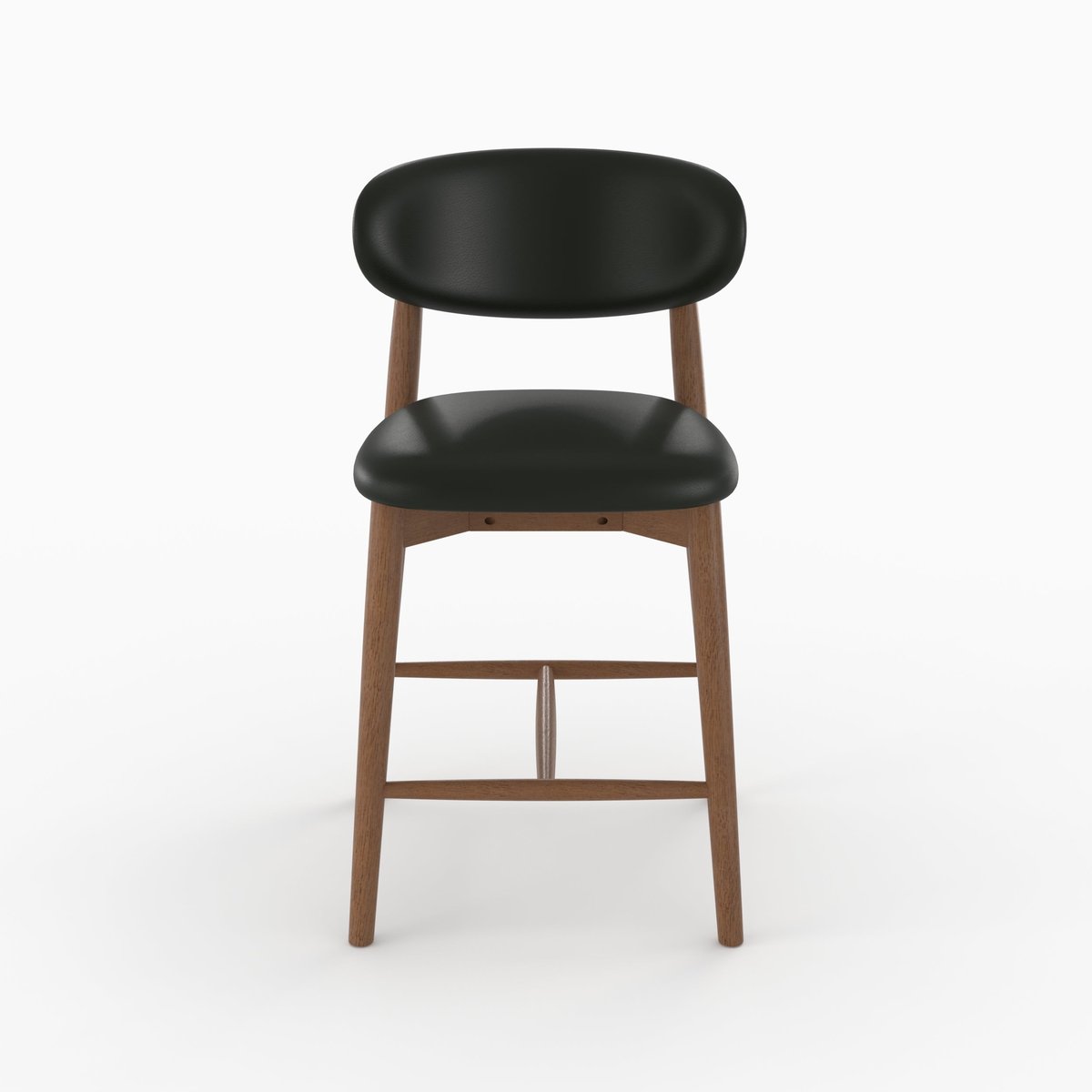Lot de 2 chaises pour ilot central 64,5 cm en cuir et bois d'hévéa - YUNA noir, MAISON PAVANE