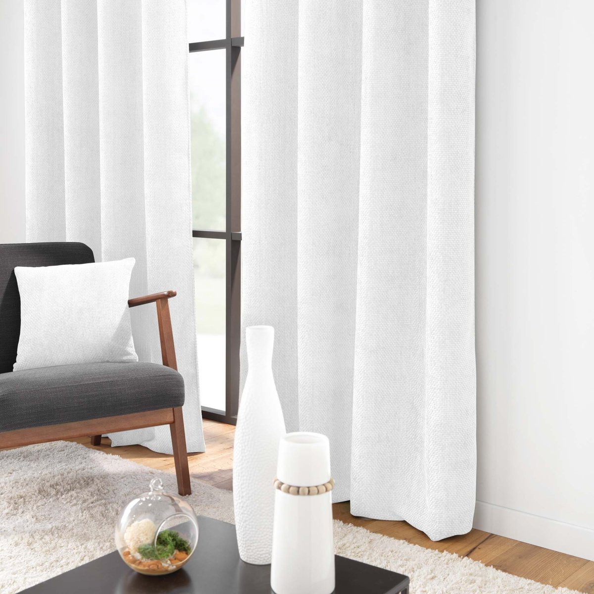 Rideau obscurcissant velours Leo blanc, DOUCEUR D'INTÉRIEUR