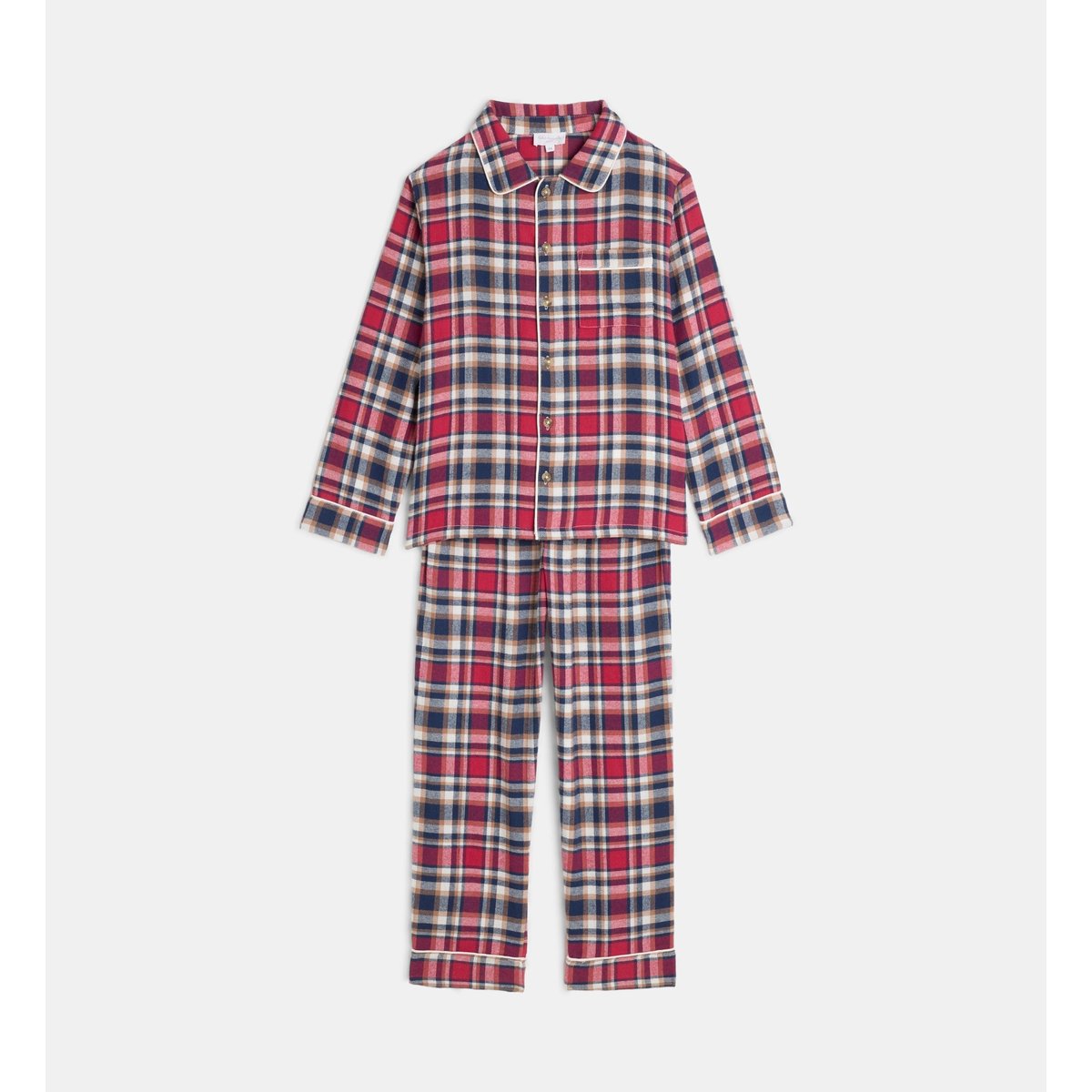 Pyjama long vapon en flanelle de coton bio multicolore, CADET ROUSSELLE