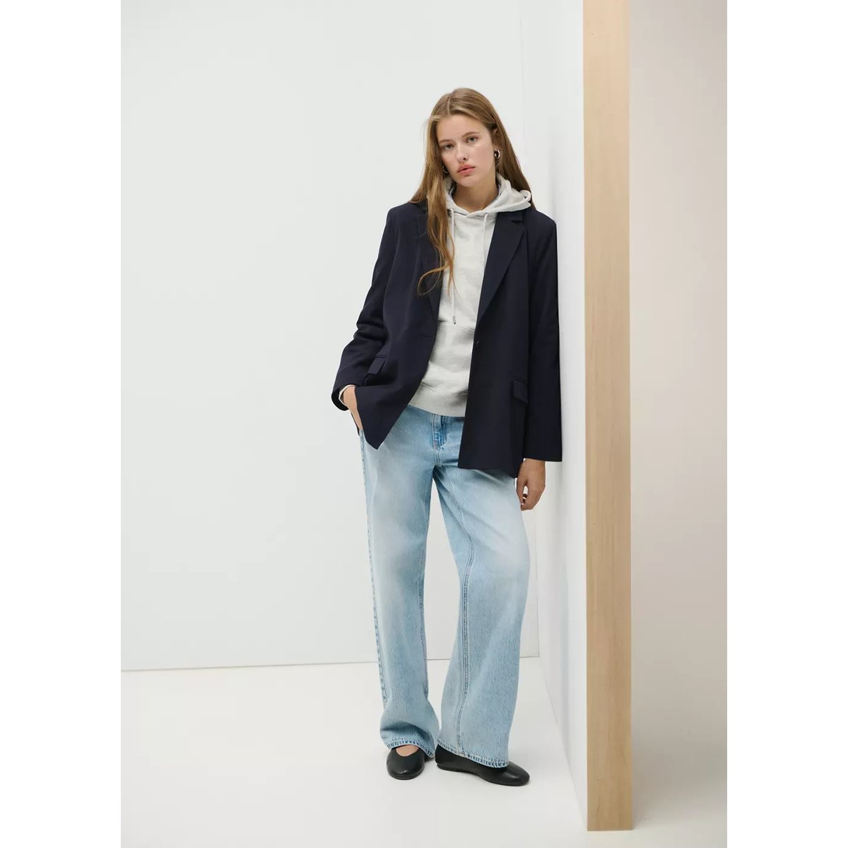 Blazer en crêpe poches bleu marine, MANGO TEEN