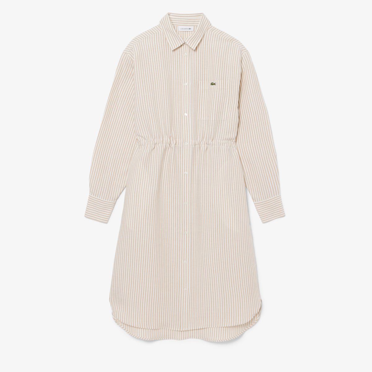 Robe chemise oversize lin mélangé beige-8gi, LACOSTE
