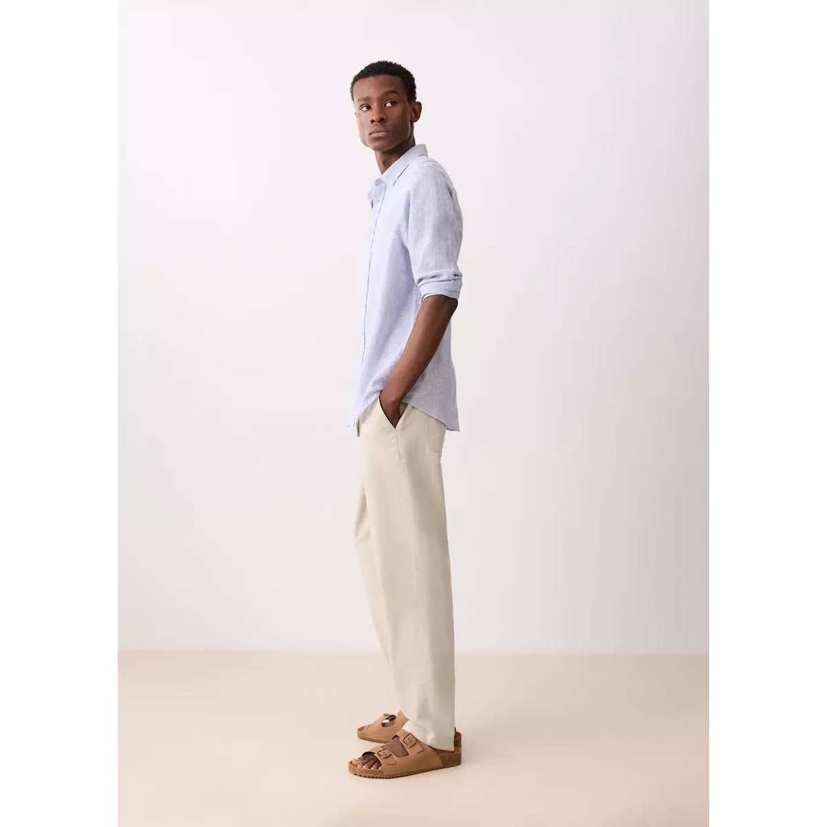 Pantalon coton lin cordon sable, MANGO TEEN