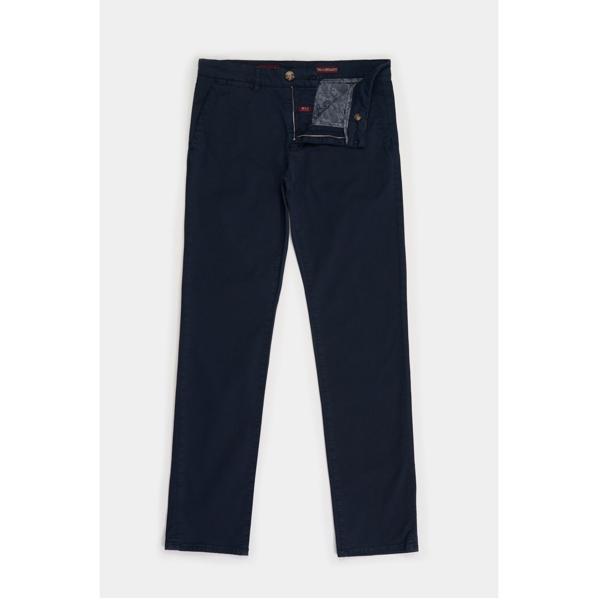 Pantalon Chino gabardine uni bleu marine, MCS