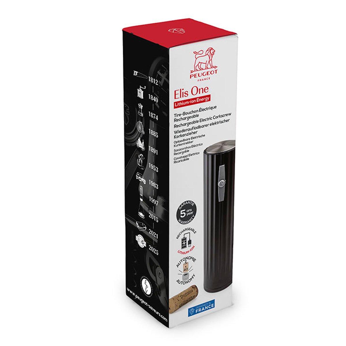 Tire-bouchon électrique rechargeable en ABS couleur unique, PEUGEOT