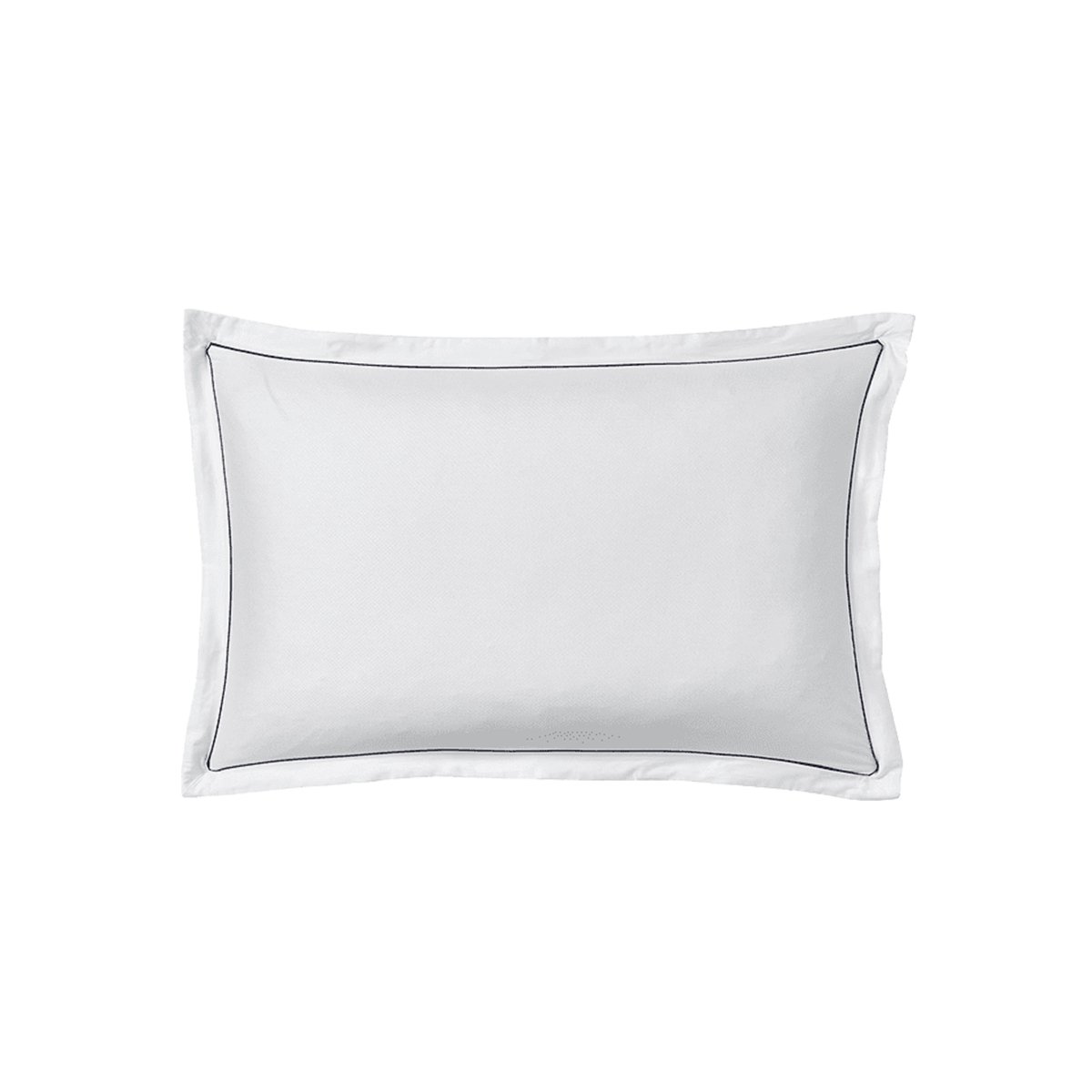 Taie d'oreiller unie en jacquard et satin de coton biologique, ORSAY blanc/marine, ALEXANDRE TURPAULT