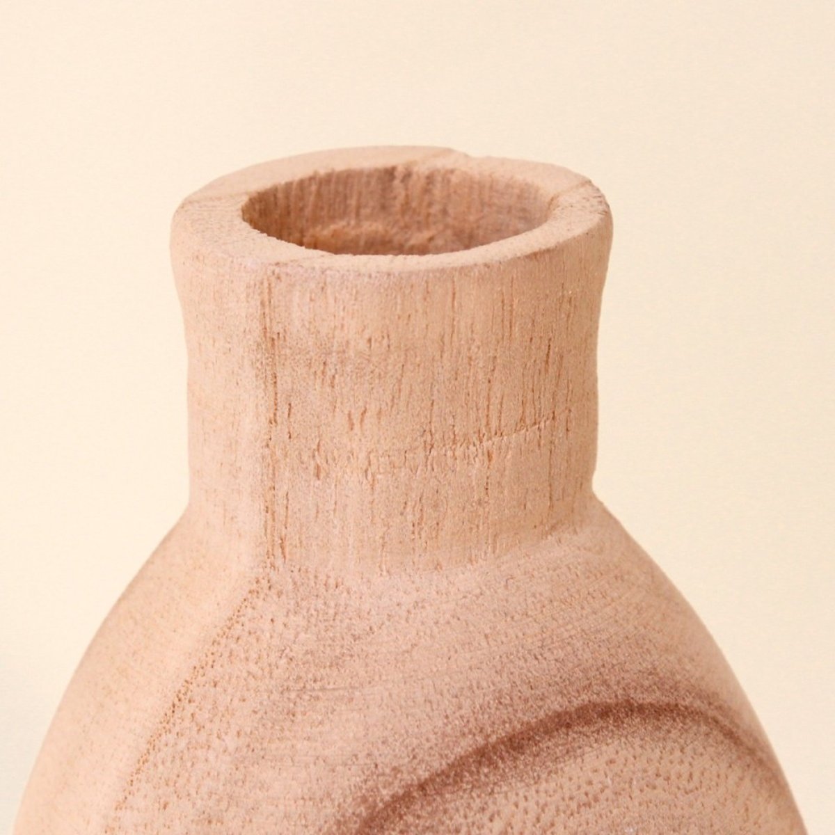 Vase bouteille en bois, H20cm naturel, ORNAMI