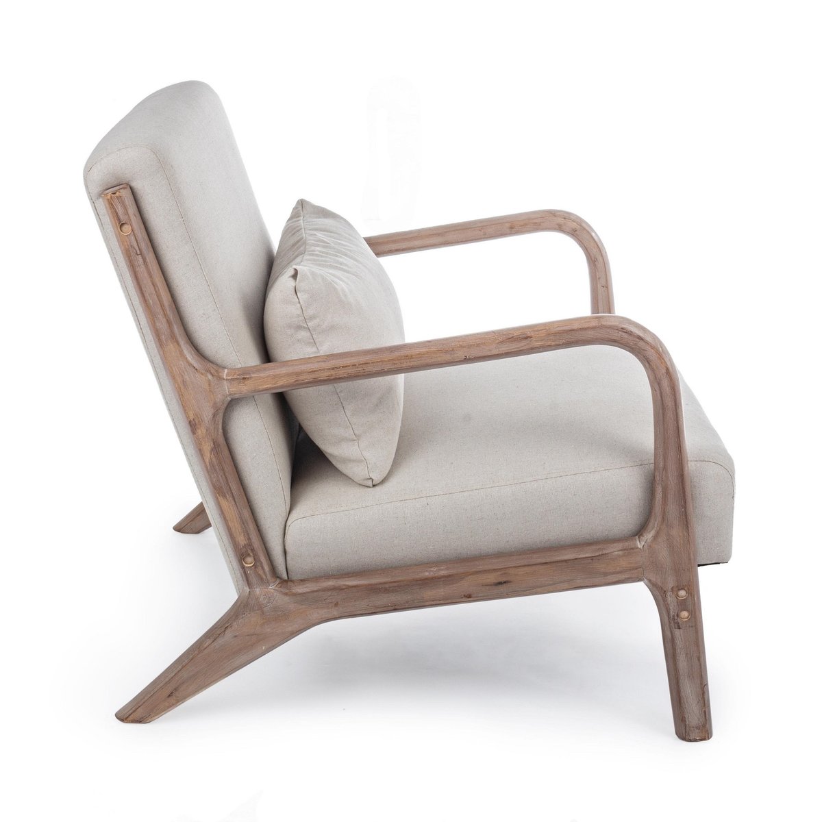 Fauteuil avec accoudoirs en lin matelassé - SEVENTIES beige, HELLIN, DEPUIS 1862