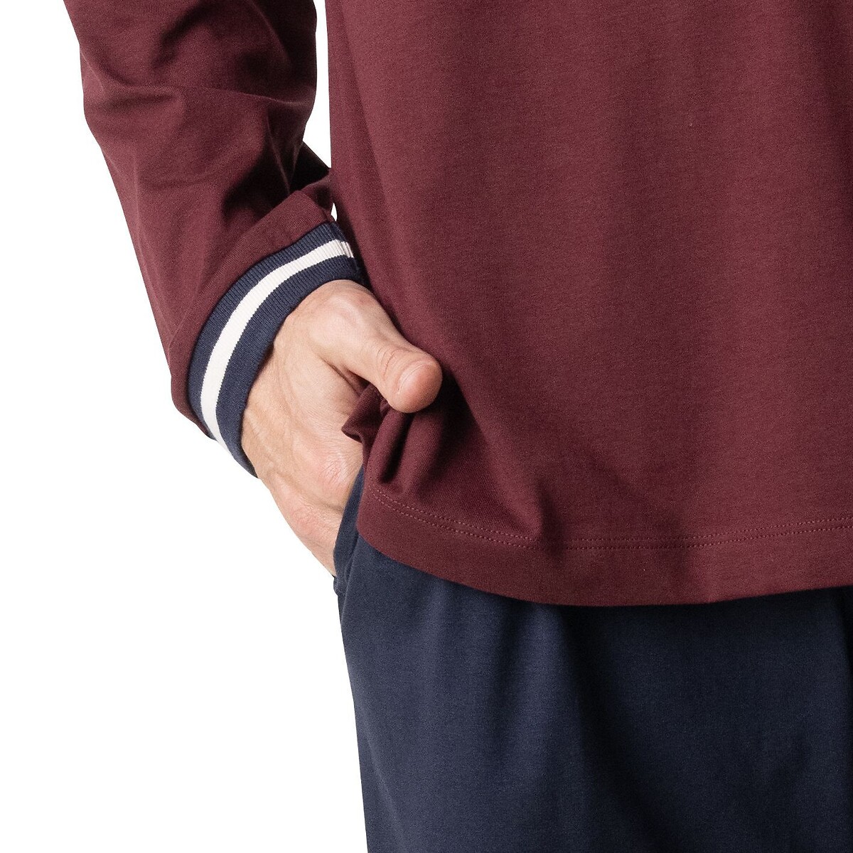 Pyjama long homme Casual Eminence bleu marine/bordeaux, EMINENCE