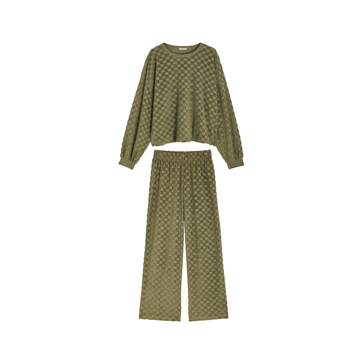 Pantalon coton éponge DAMIER Kaki kaki motifs damier, WE ARE JOLIES