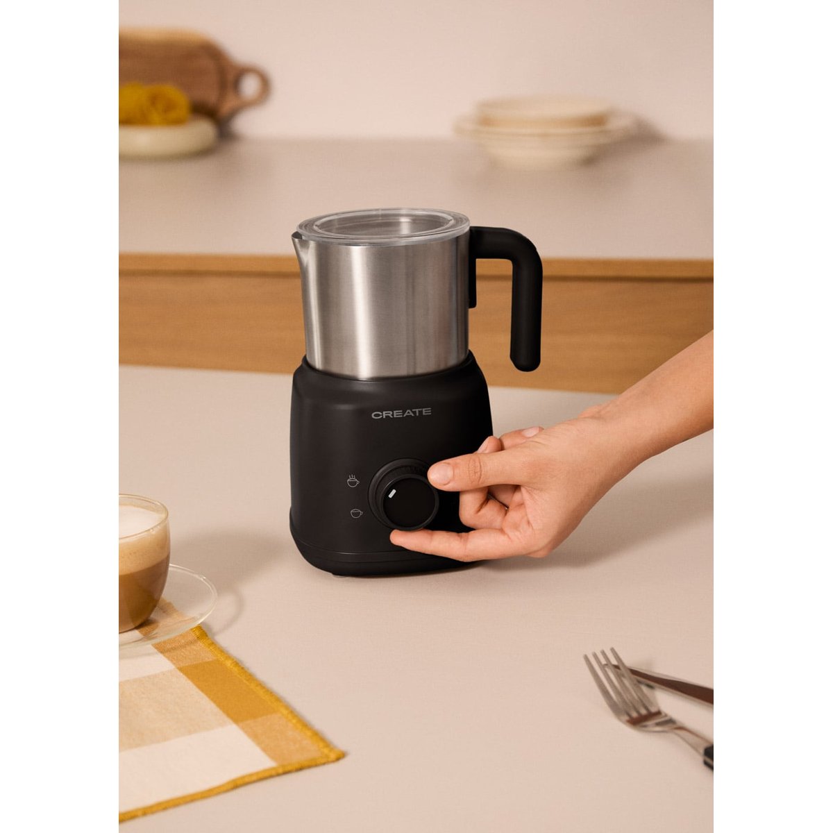 Mousseur et chauffe-lait MILK FROTHER RETRO noir, CREATE