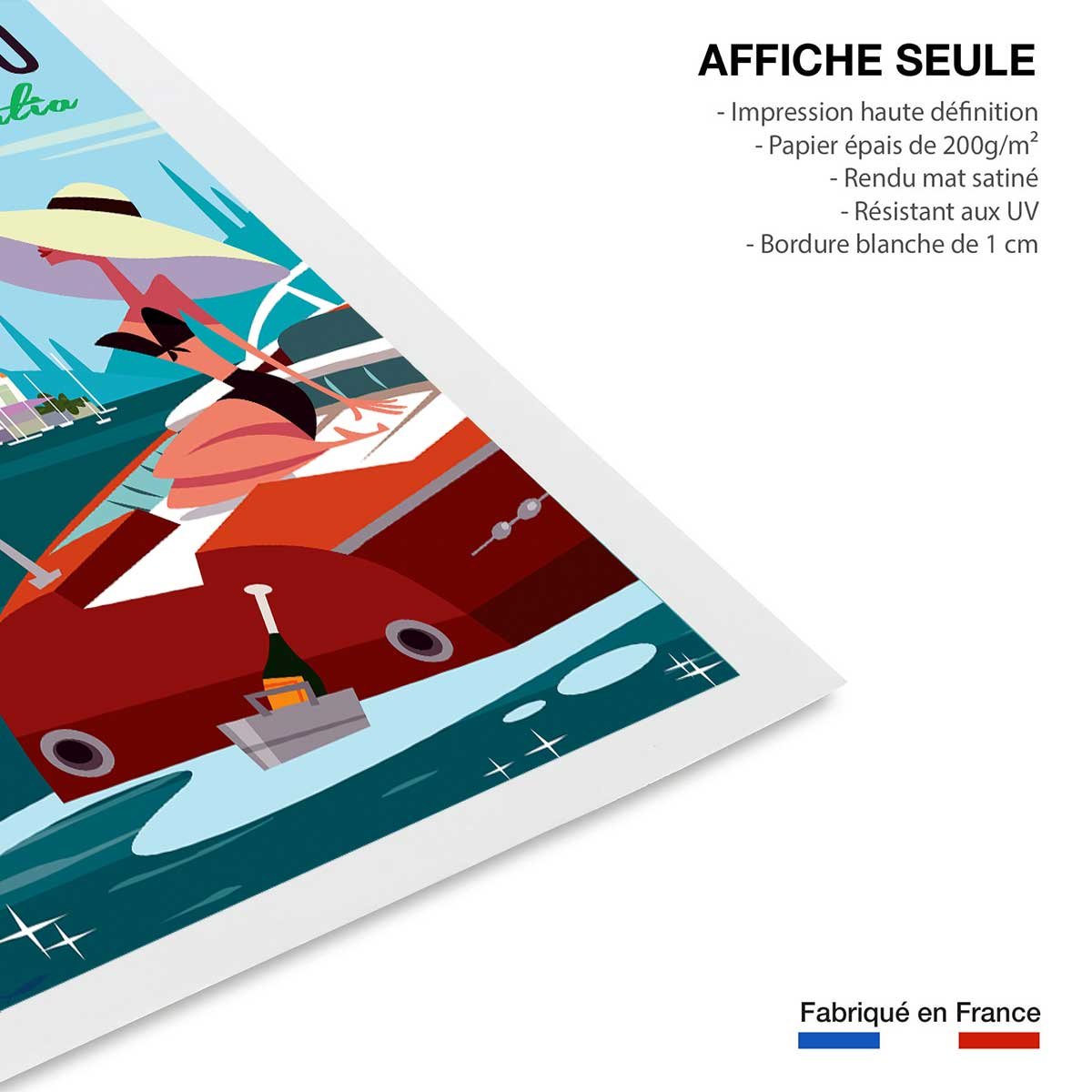 Poster retro lac de côme affiche seule, HEXOA