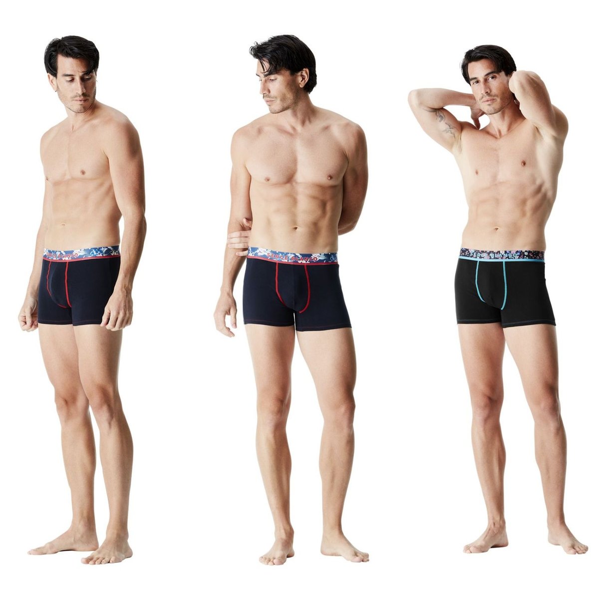 Lot De 6 Boxers Coton bleu/gris/noir, SERGE BLANCO
