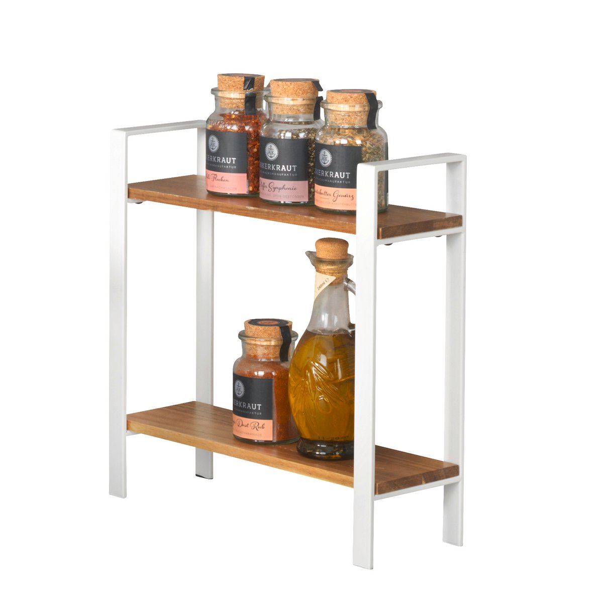 Etagère de cuisine, 2 niveaux LOUISA blanc et bois, WENKO