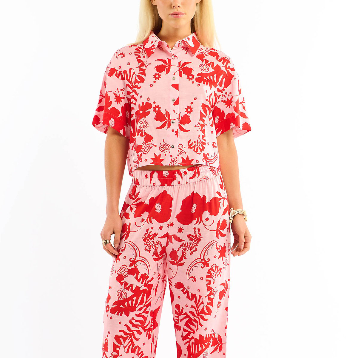 Chemise à motifs manches courtes HORIANE rose, WILD