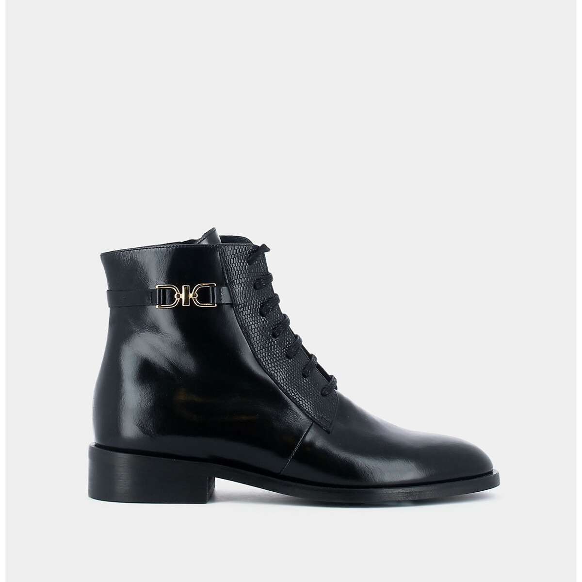 Boots à lacets et boucle cuir Dastan noir, JONAK