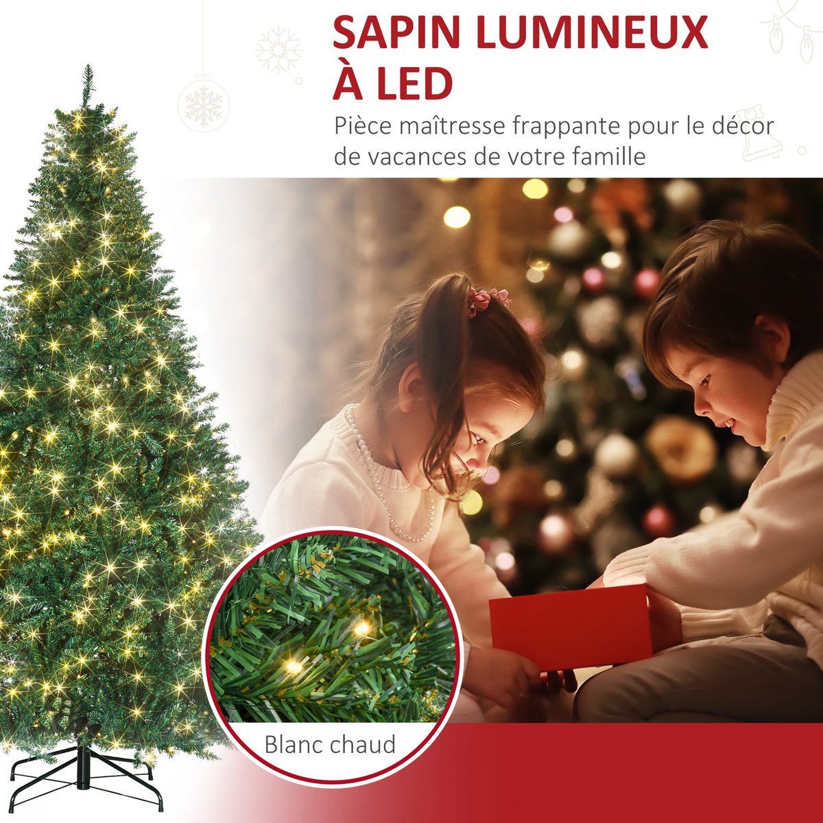 Sapin de Noël Plastique Vert doré, HOMCOM