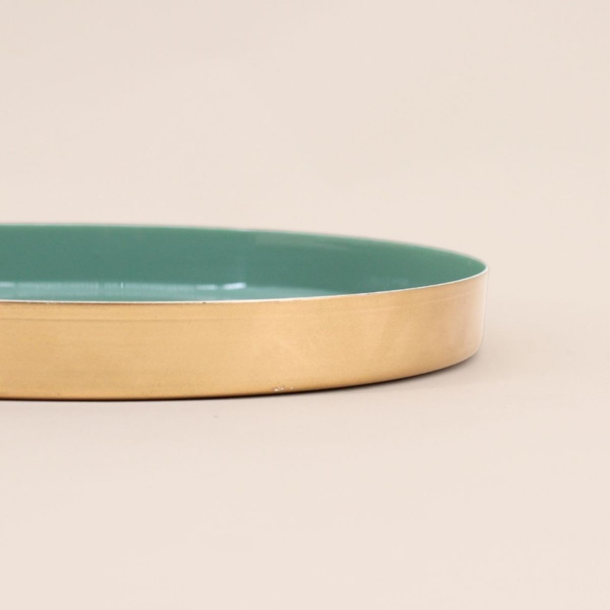 Plateau rond vert, doré 25cm vert, ORNAMI