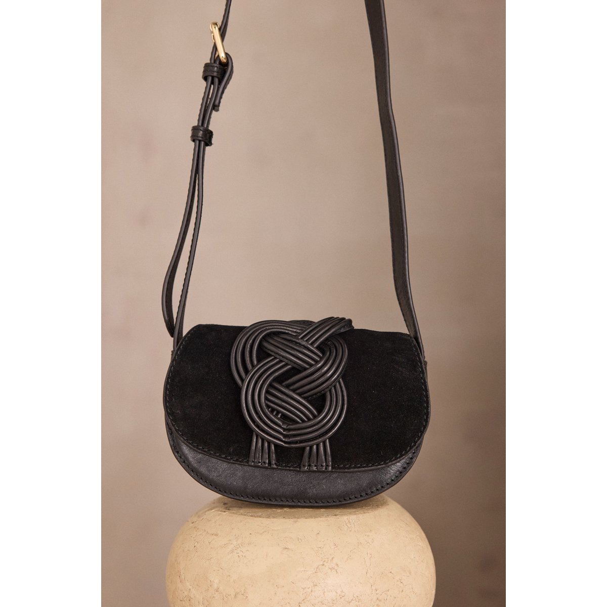 Sac en cuir MARIUS MINI noir, Maison 123