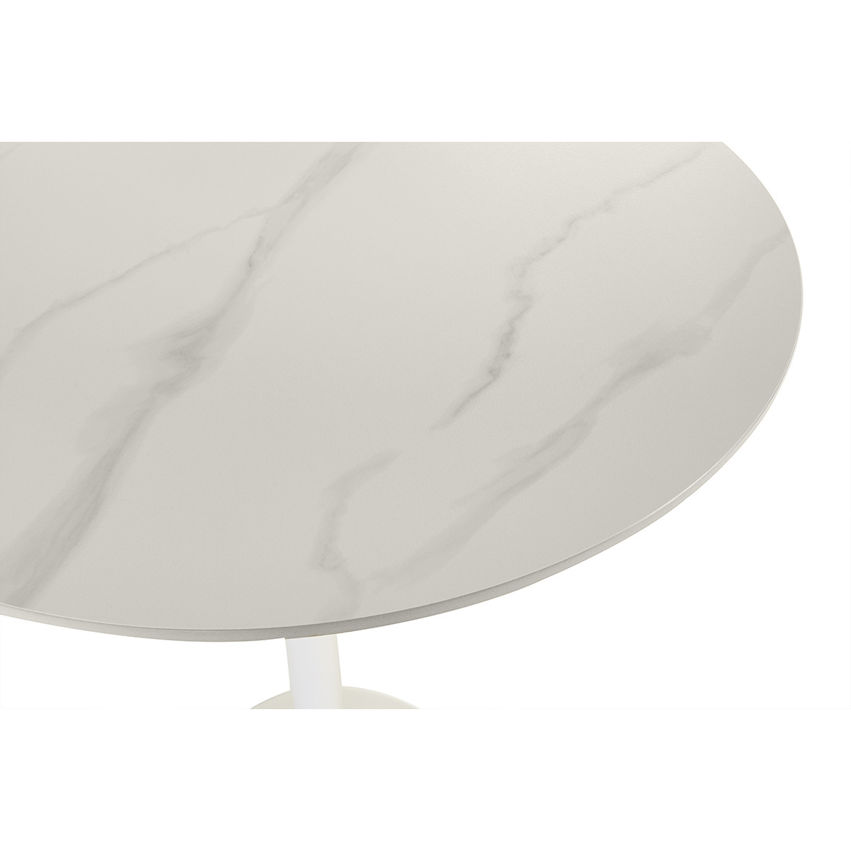 Table haute design ronde en céramique noire et métal D80 cm MALOU blanc, MILIBOO