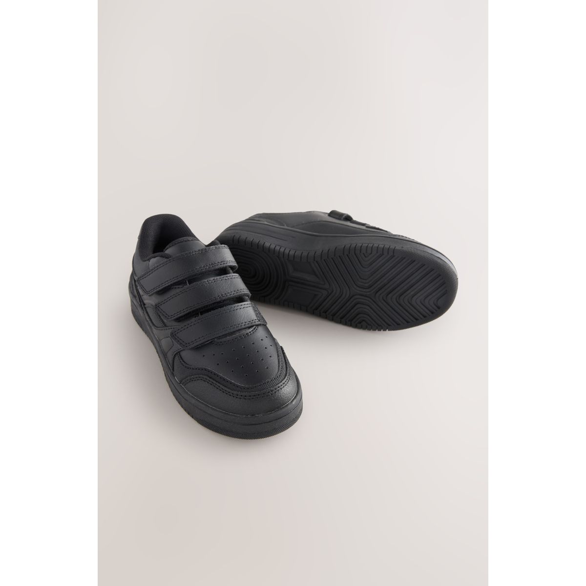Chaussures d'école en cuir à scratch noir, NEXT