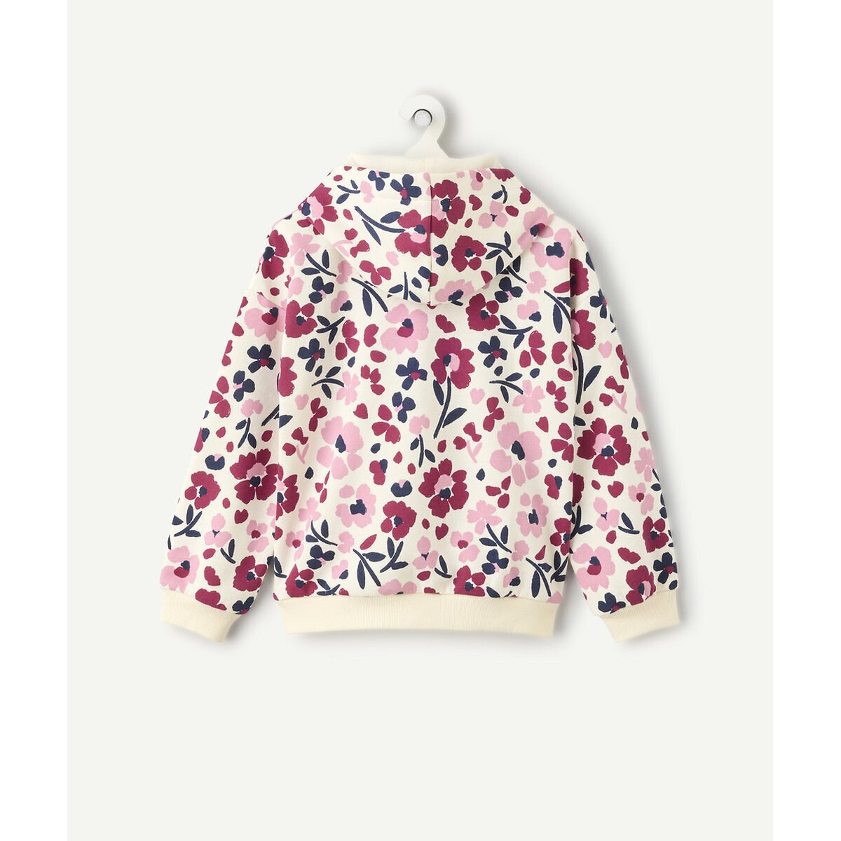 Floral Print Fleece Hoodie white floral print, TAPE A L'OEIL