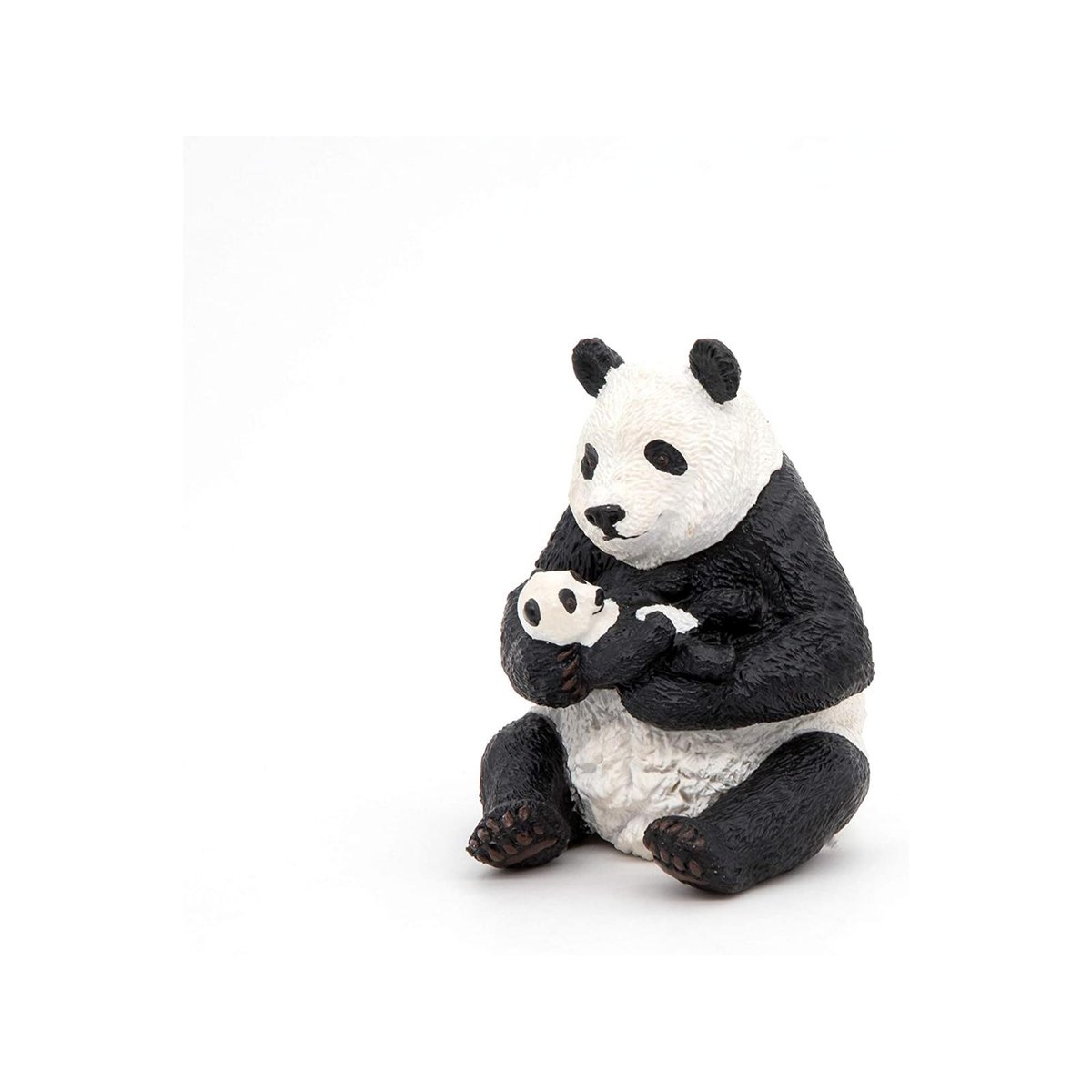Figurine Panda assis et son bébé gris, PAPO