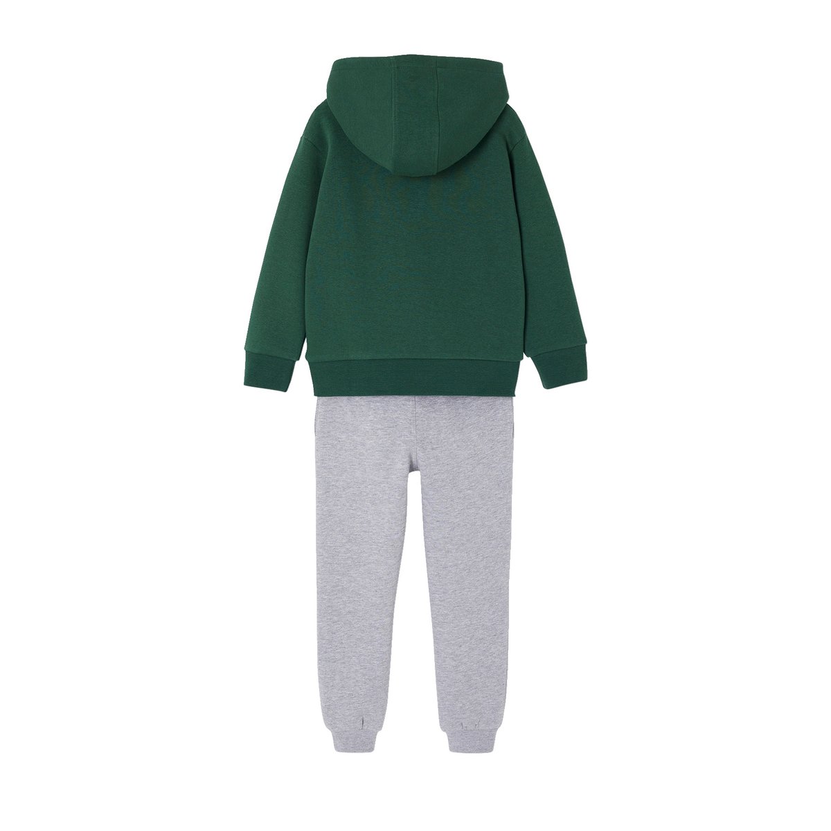 Ensemble Sport Garçon Sweat Capuche imprimé + Jogging Uni lichen, VERTBAUDET