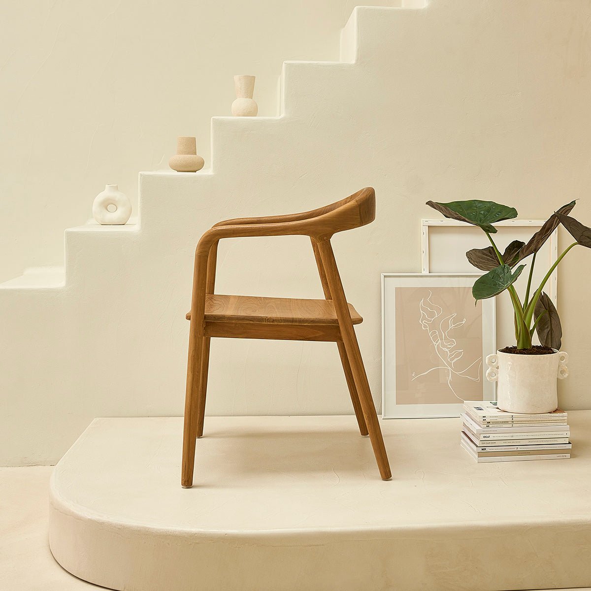 Lot de 2 chaises en teck massif  AMBRE naturel, BERAH GETAH