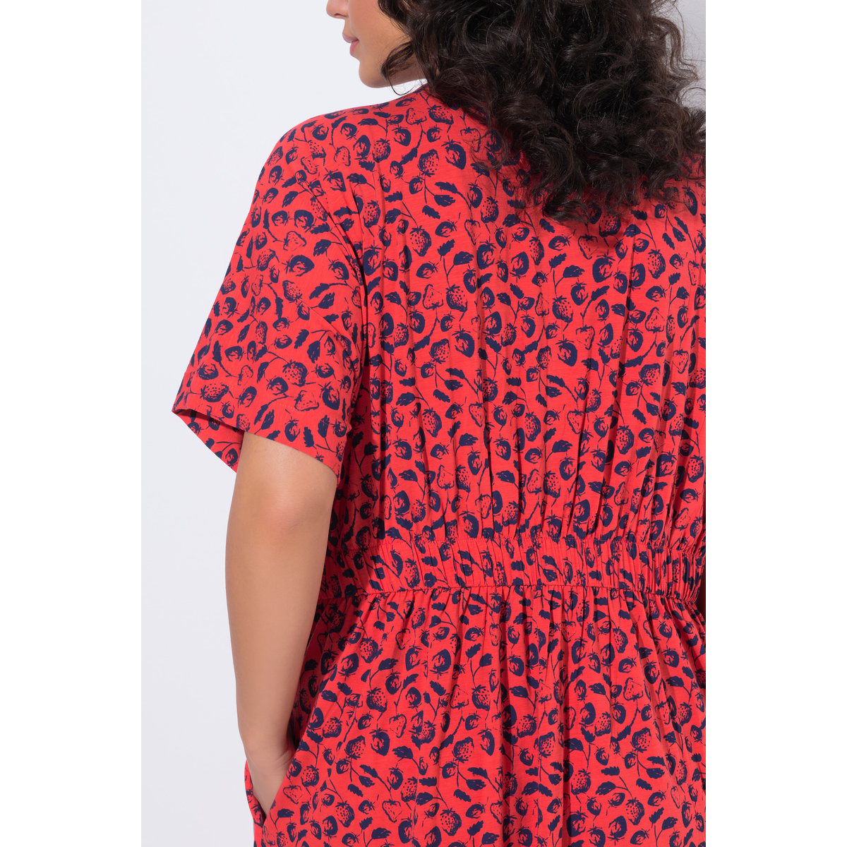 Robe midi motif fraises corail, ULLA POPKEN