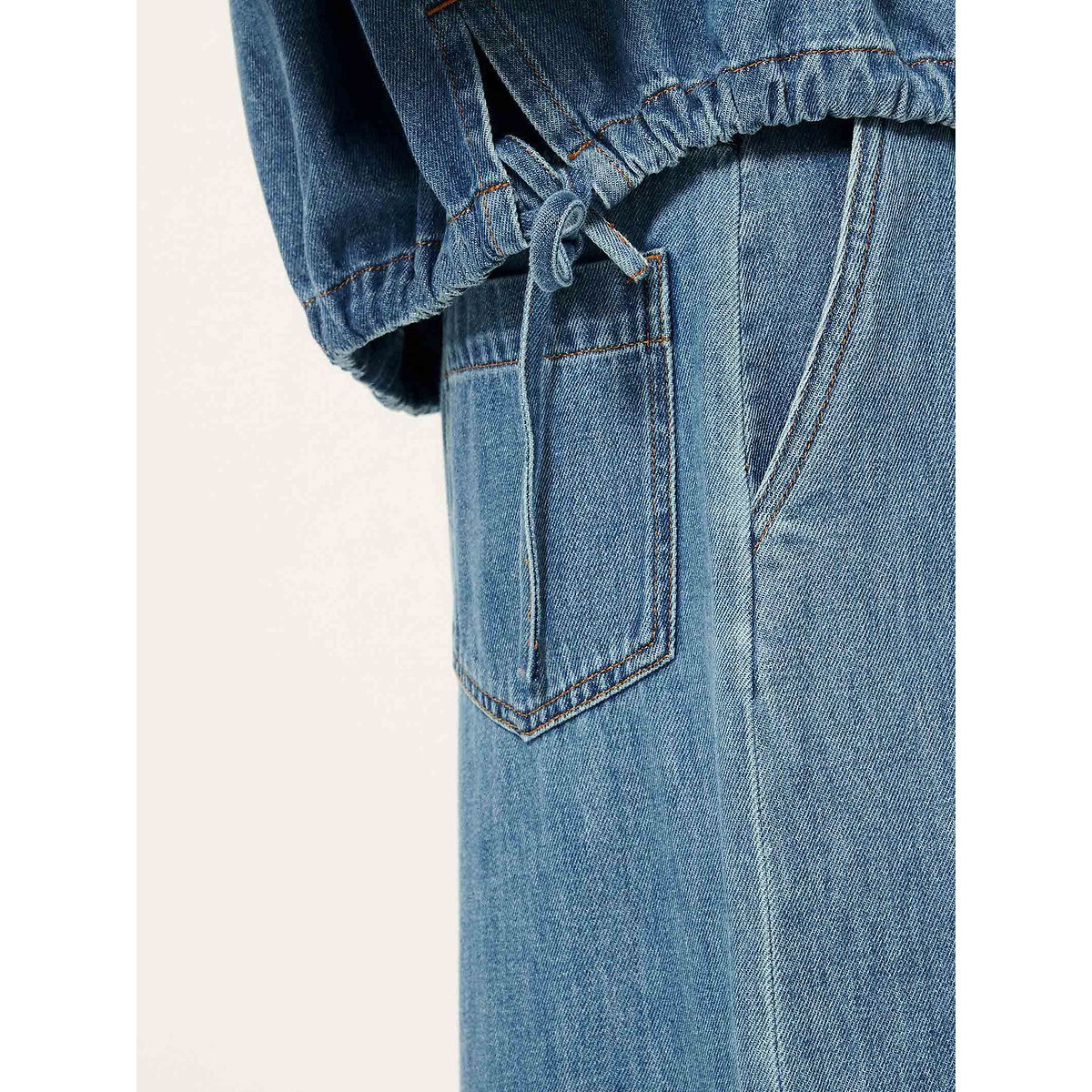 Veste courte en denim à manches longues et base coulissante, CAZANIM denim bleu, SESSUN