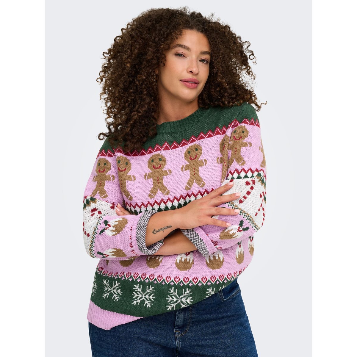 Pull En Maille rose - phalaenopsis 1, ONLY CARMAKOMA