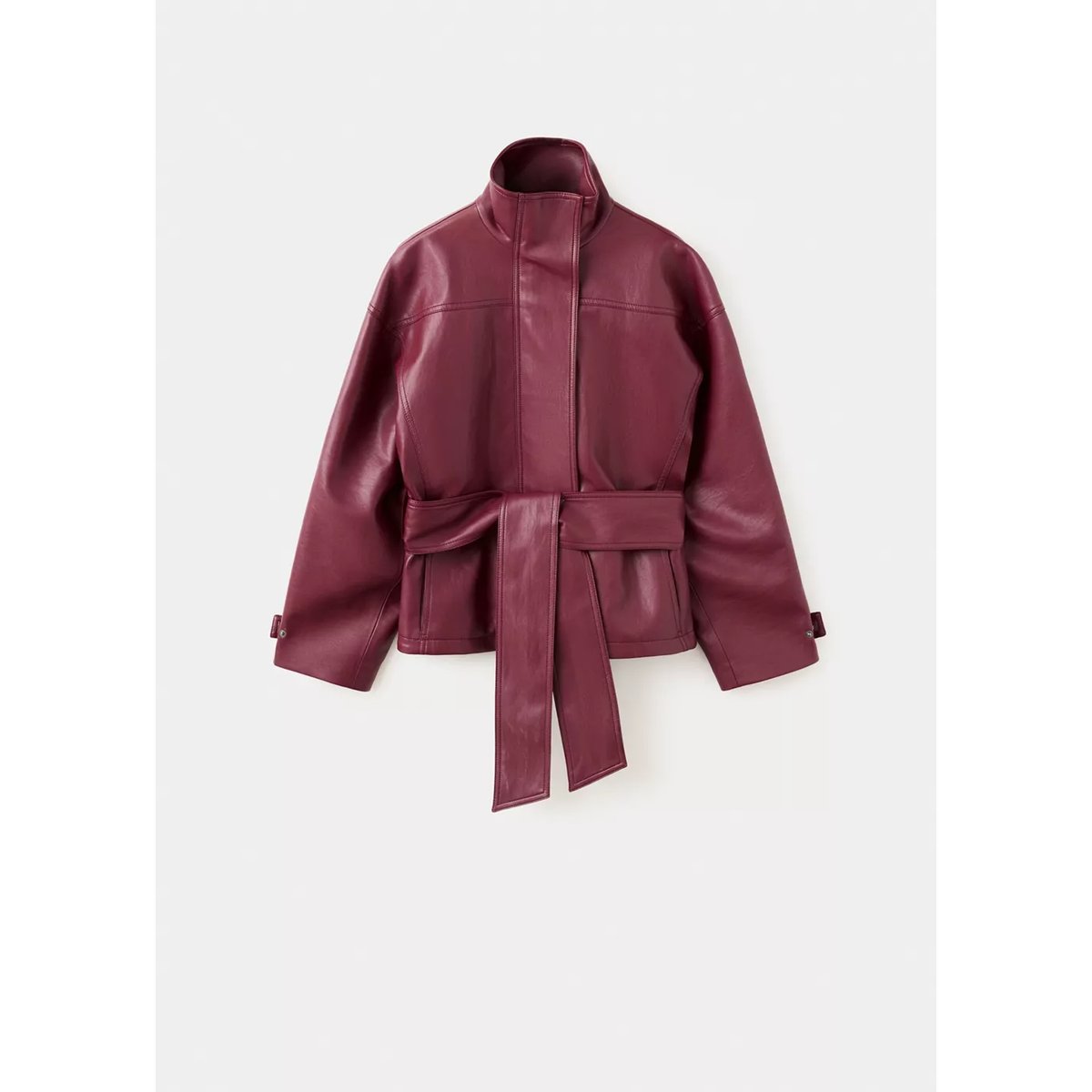 Veste oversize avec ceinture rouge, MANGO