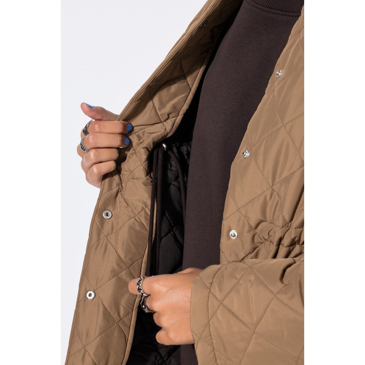 Manteau matelassé, coupe trapèze argile brun, STUDIO UNTOLD