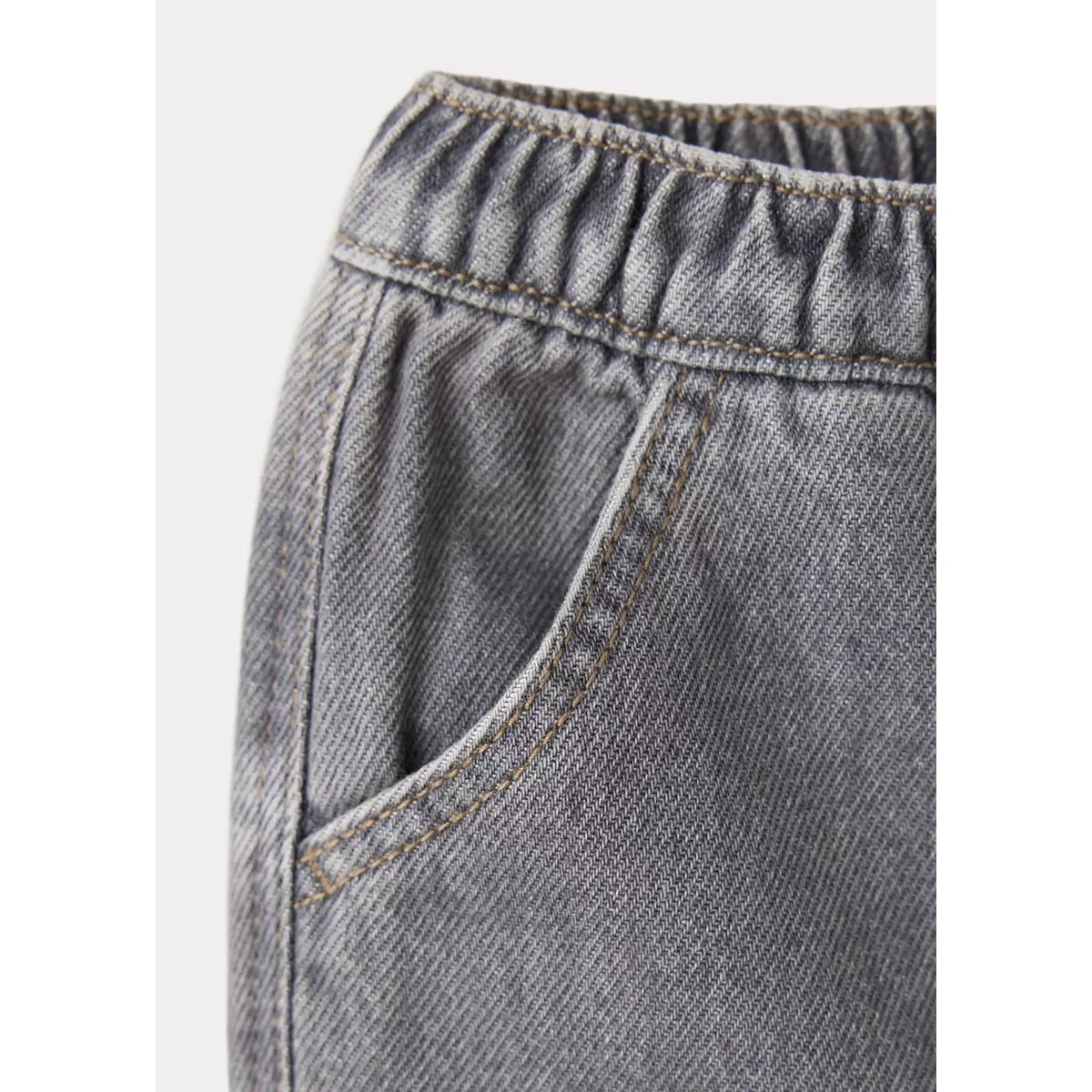 Jean droit à taille élastique gris denim, MANGO BABY