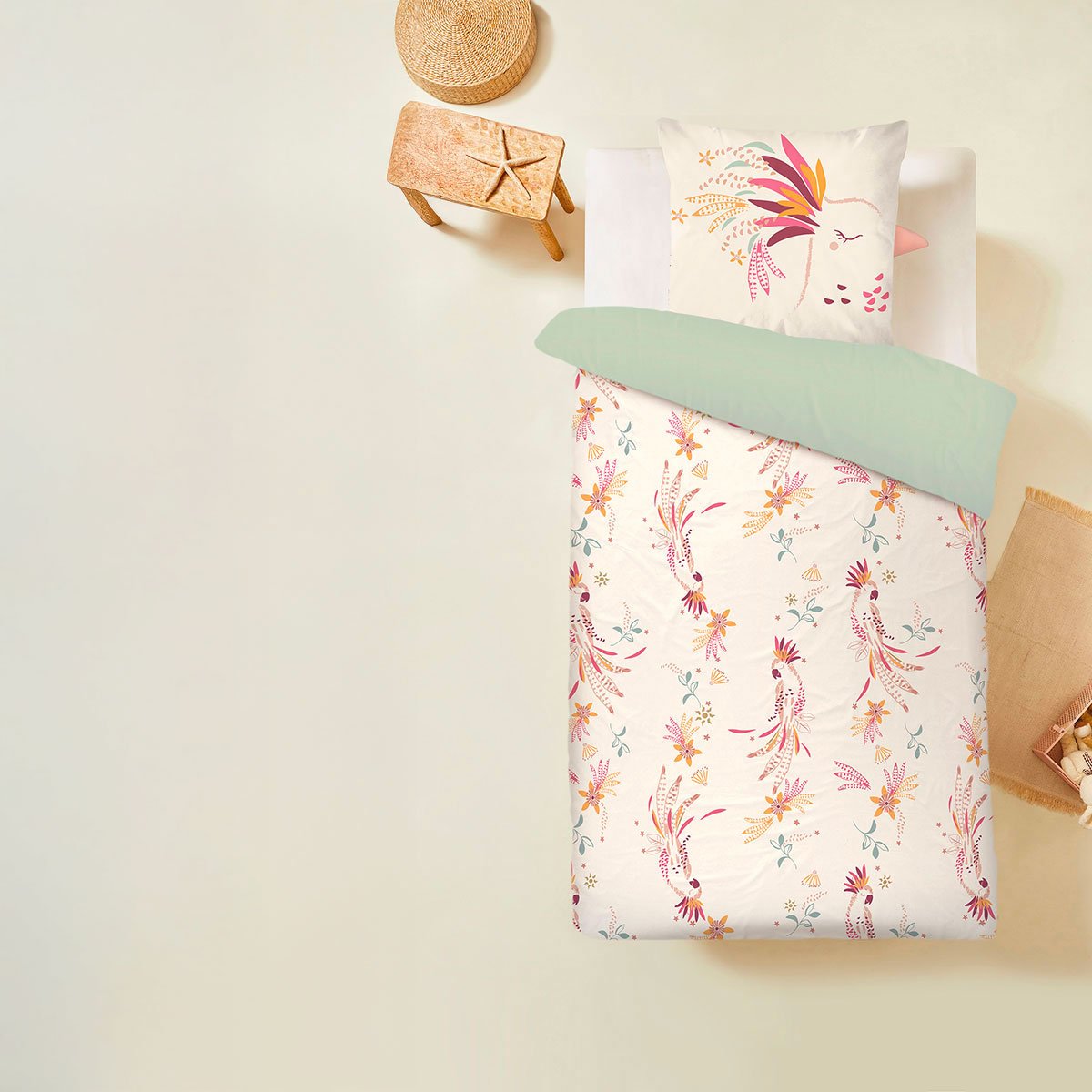 Housse de couette enfant + taie d'oreiller Fiesta vert, PETIT BEGUIN