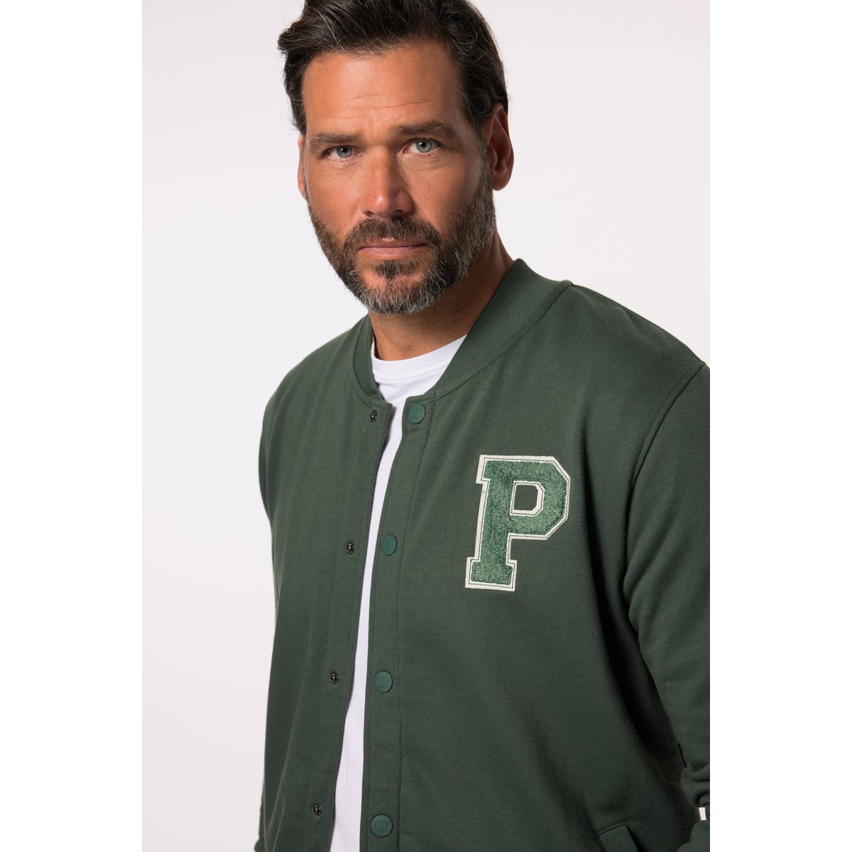 Blouson esprit Teddy américain, en molleton vert nuageux, JP1880