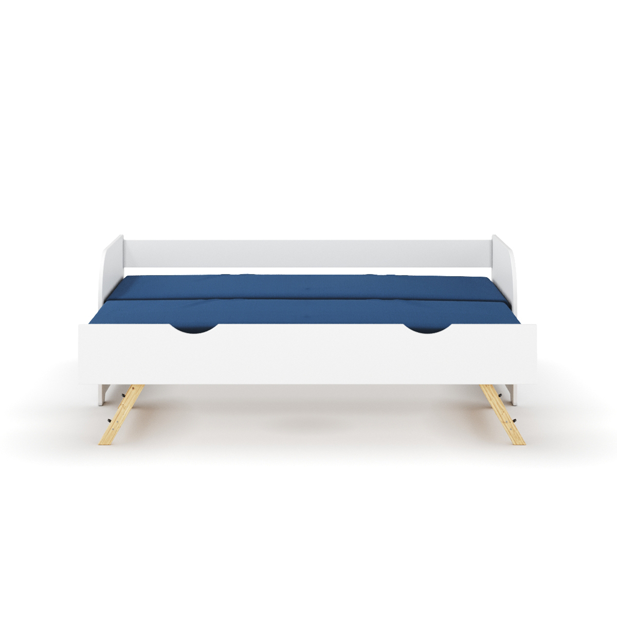 Pack lit banquette gigogne avec matelas Bois massif ZIRA blanc, AKITEN RETAIL
