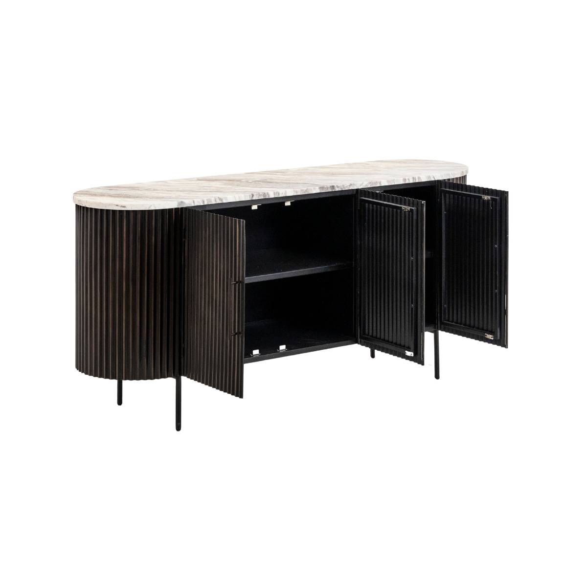 Buffet en métal et marbre ORLANDO noir, MADE IN MEUBLES