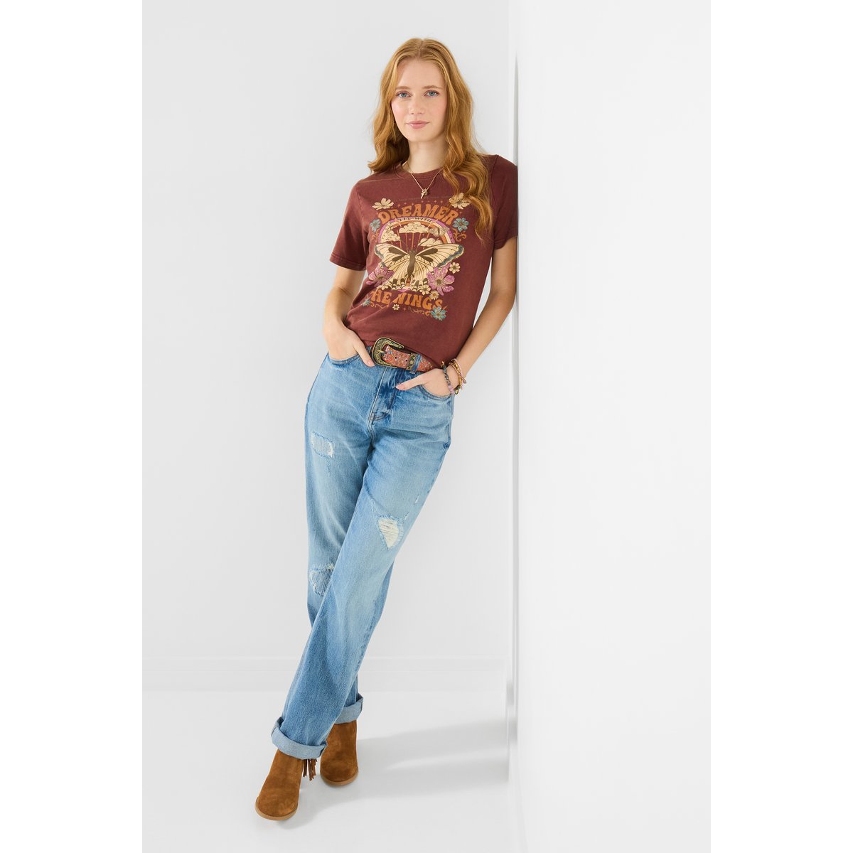 T-shirt à motif papillon d’inspiration rétro violet, JOE BROWNS