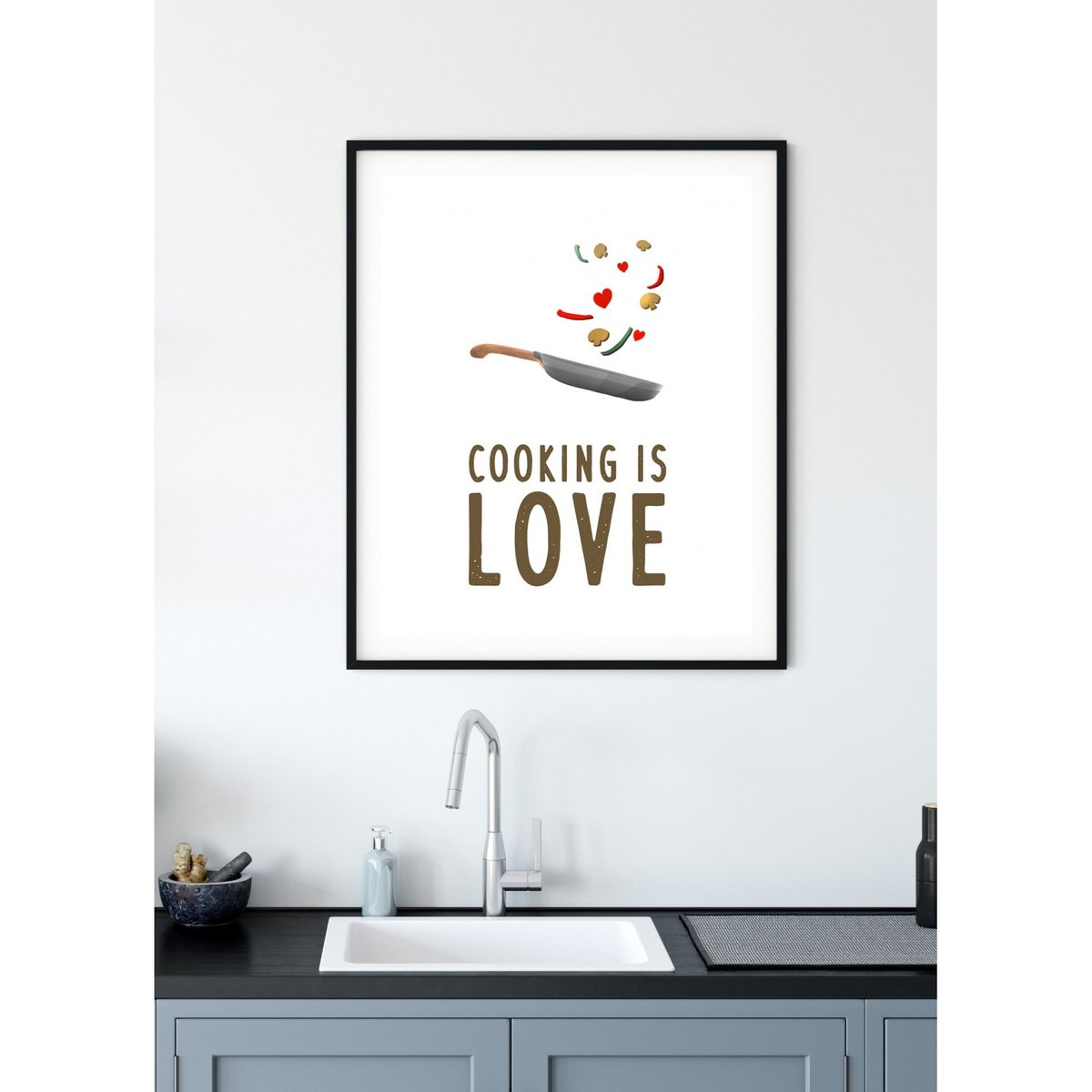 Affiche 'Cooking is love' blanc, L'AFFICHERIE