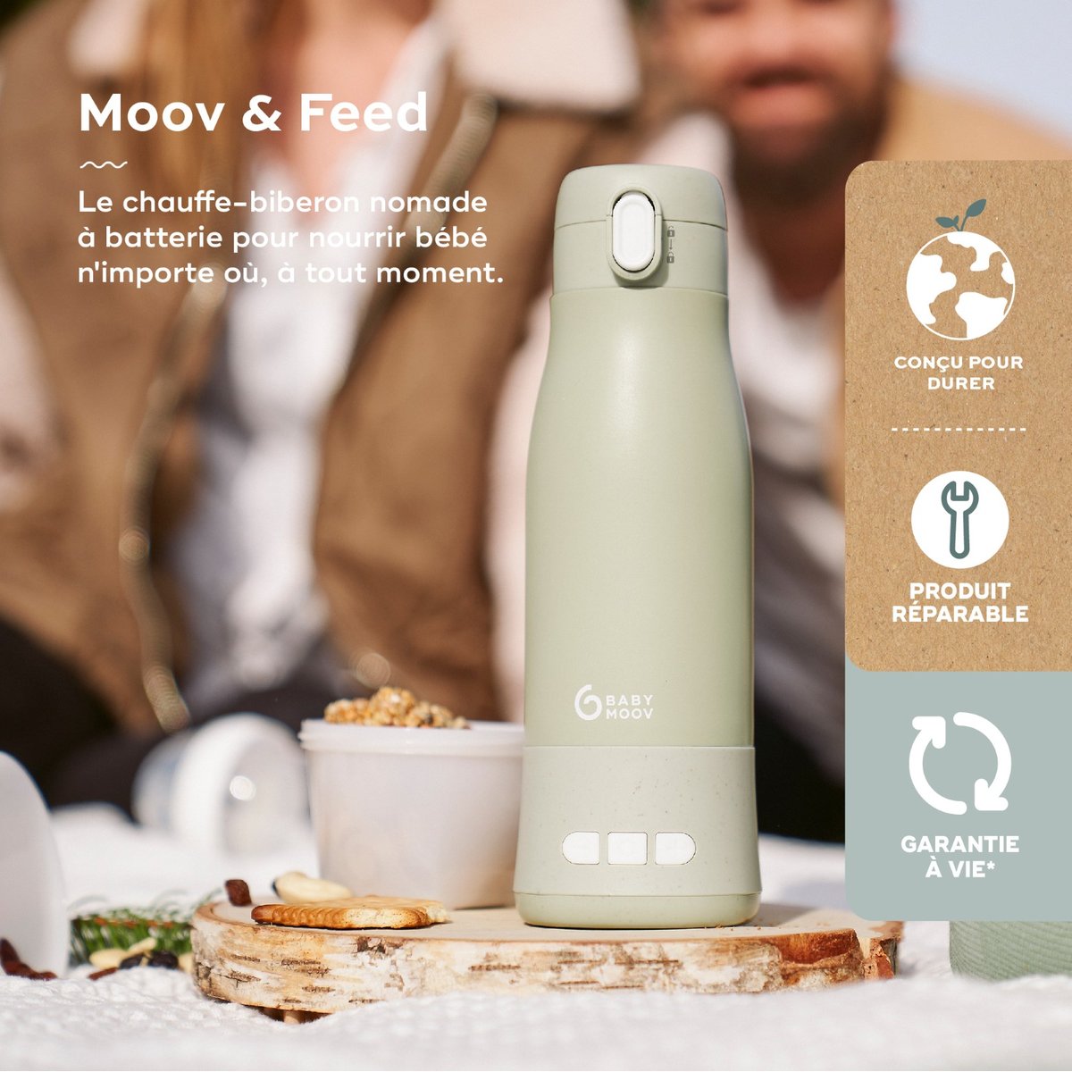 Chauffe-biberon nomade Moov & Feed vert, BABYMOOV